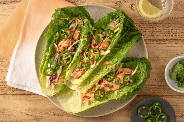 Banh Mi-Style Chicken Lettuce Cups with Sriracha Mayo