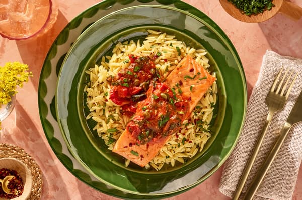 Seared Salmon Orzo