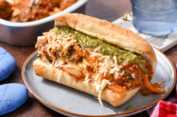 Spicy Marinara Beef Meatball Grinder