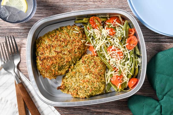 Crunchy Pesto Mozzarella Chicken