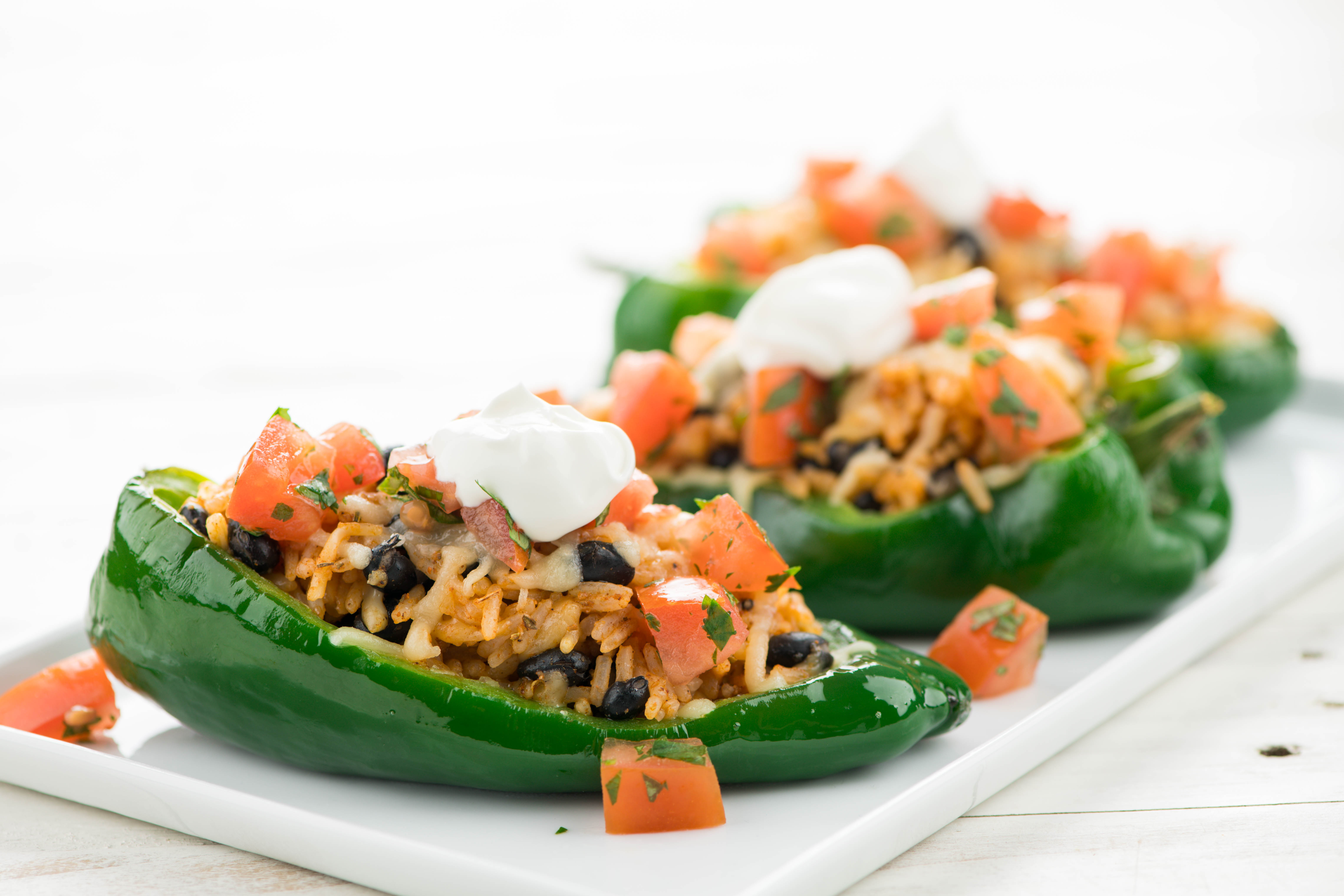 Cheesy Spanish-Style Rice Stuffed Poblanos Recipe - Home Chef