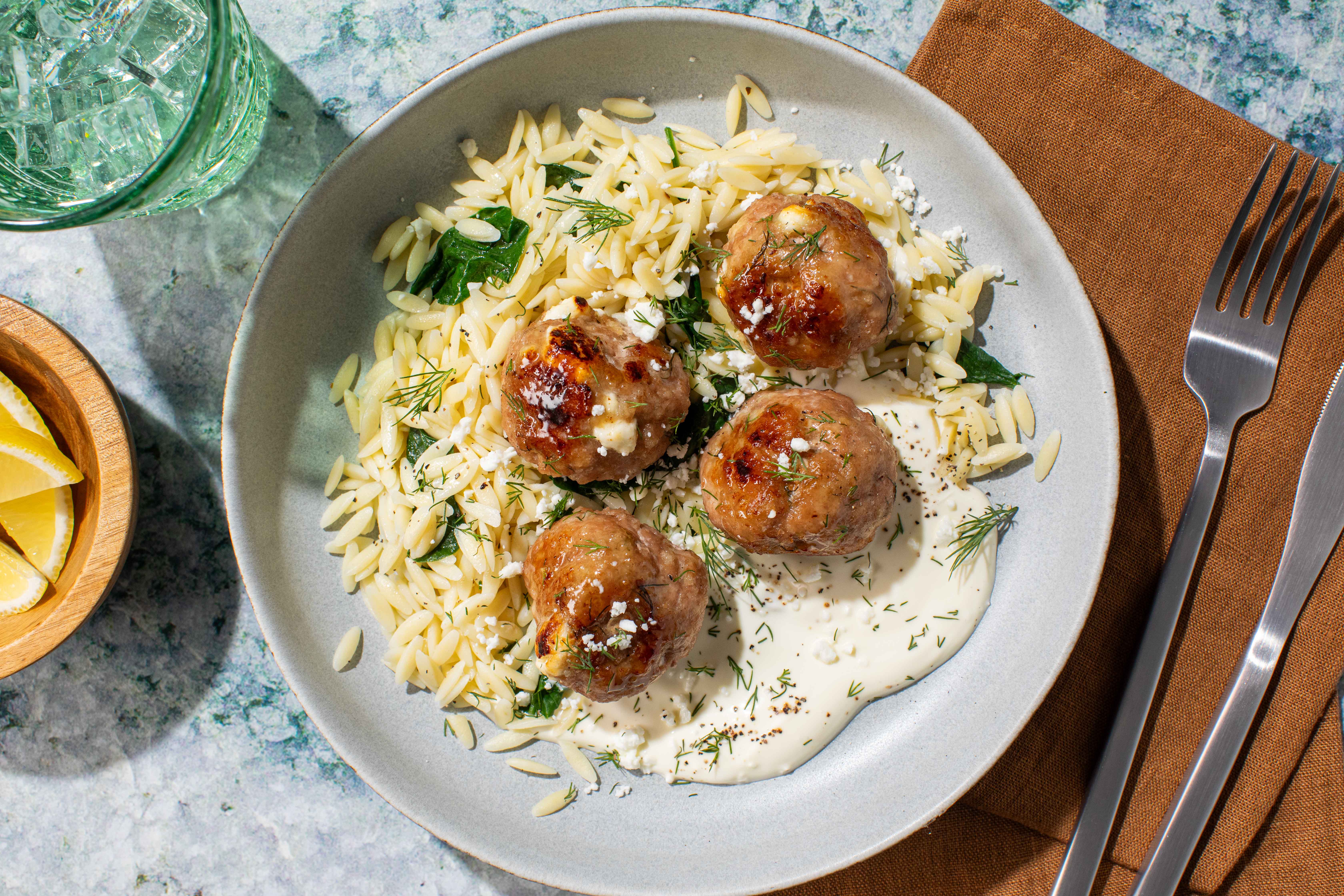 Turkey Feta Meatballs and Lemon Crema Recipe Home Chef