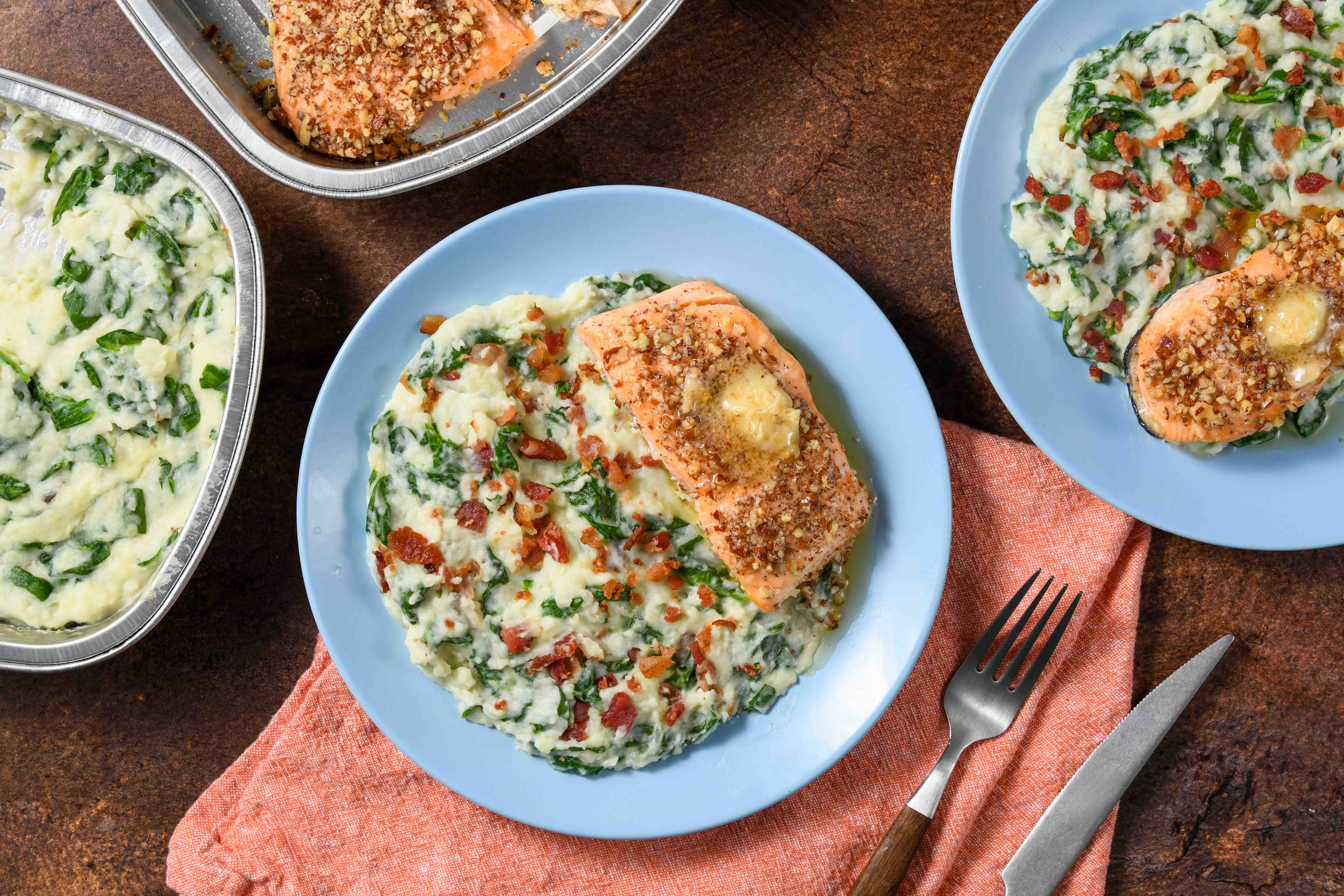 Potatoes Rockefeller Pecan-Crusted Salmon Recipe - Home Chef