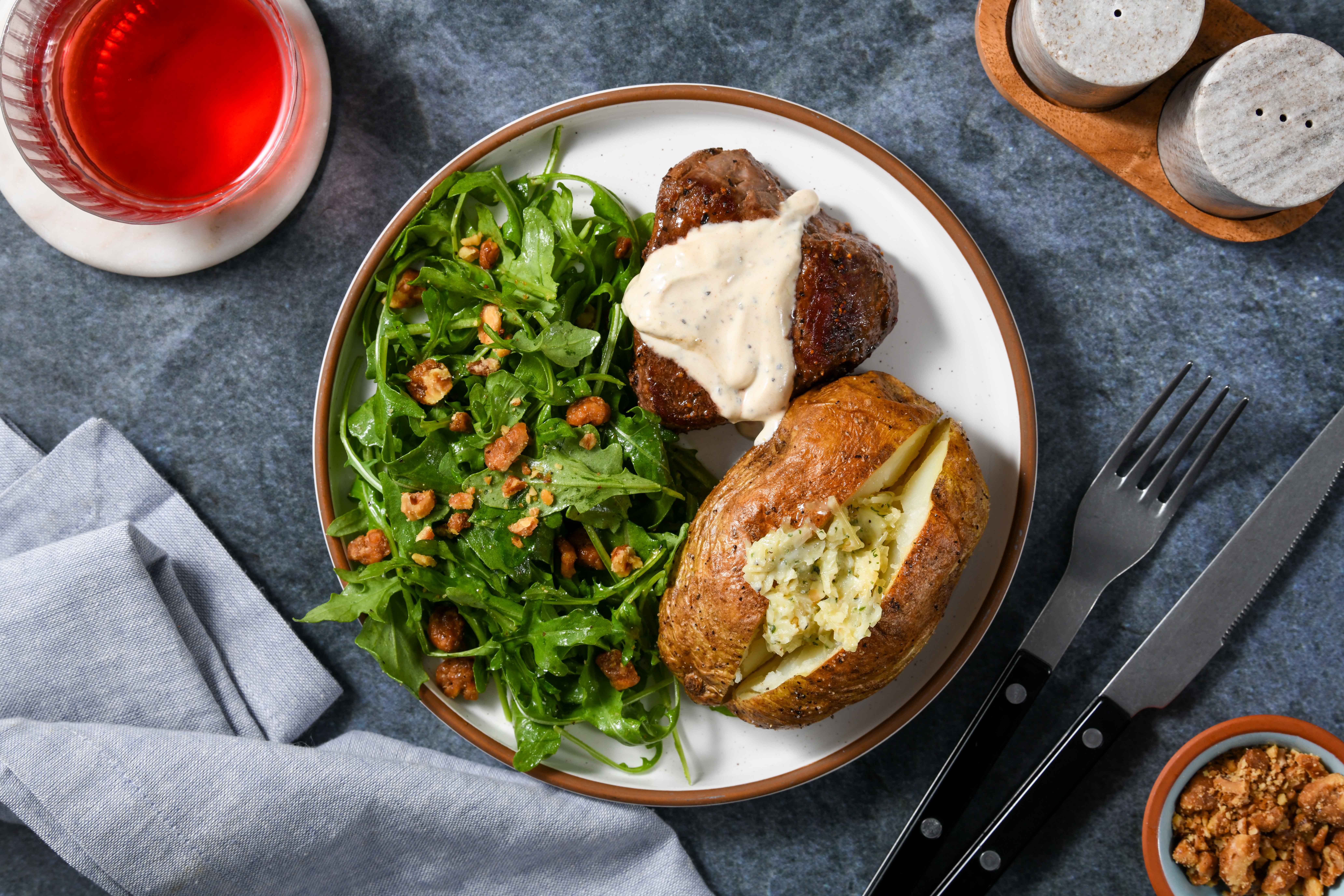 Filet Mignon with Parmesan Buttered Baked Potato Recipe - Home Chef