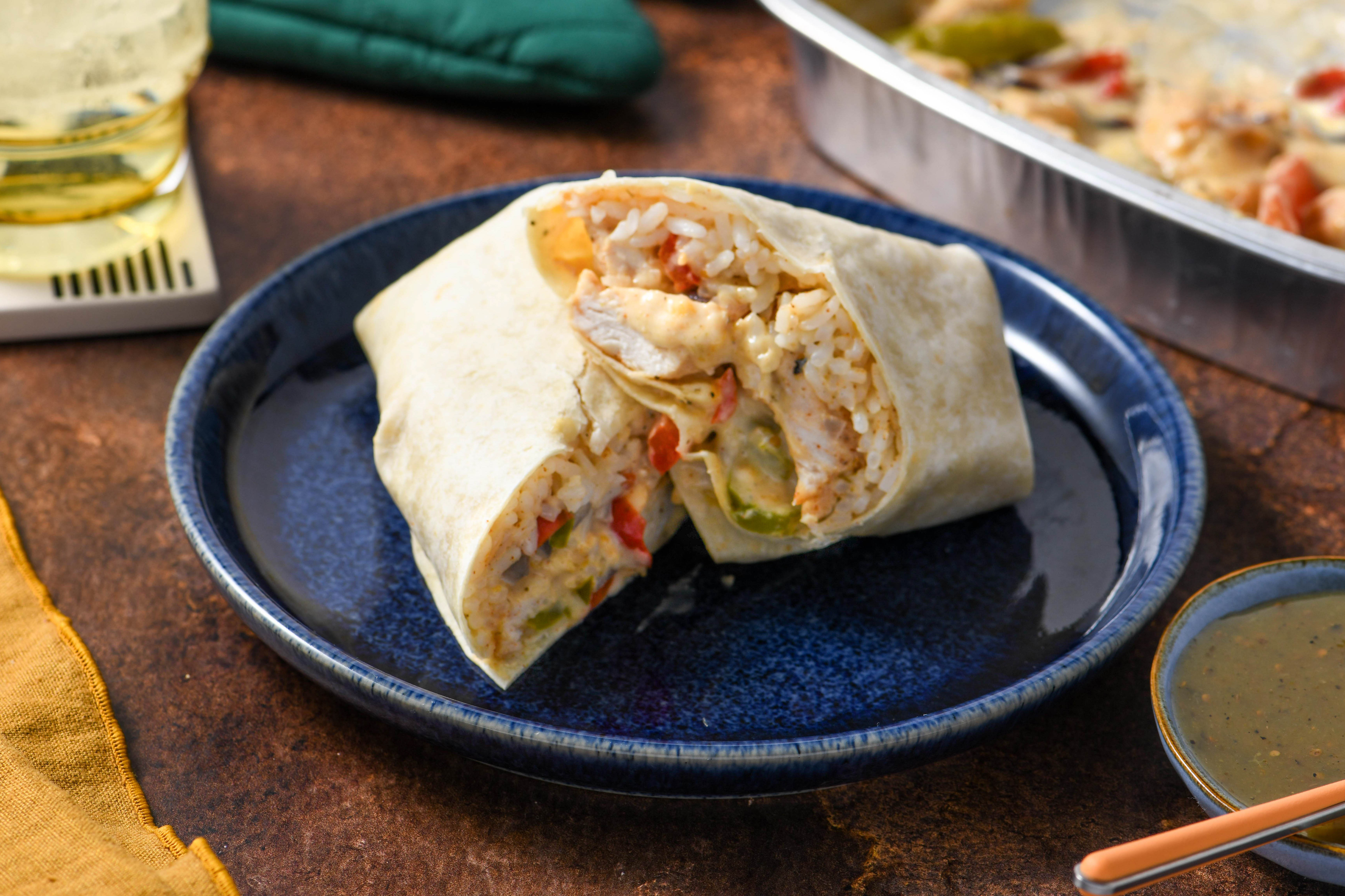 Tex Mex Chicken Queso rito