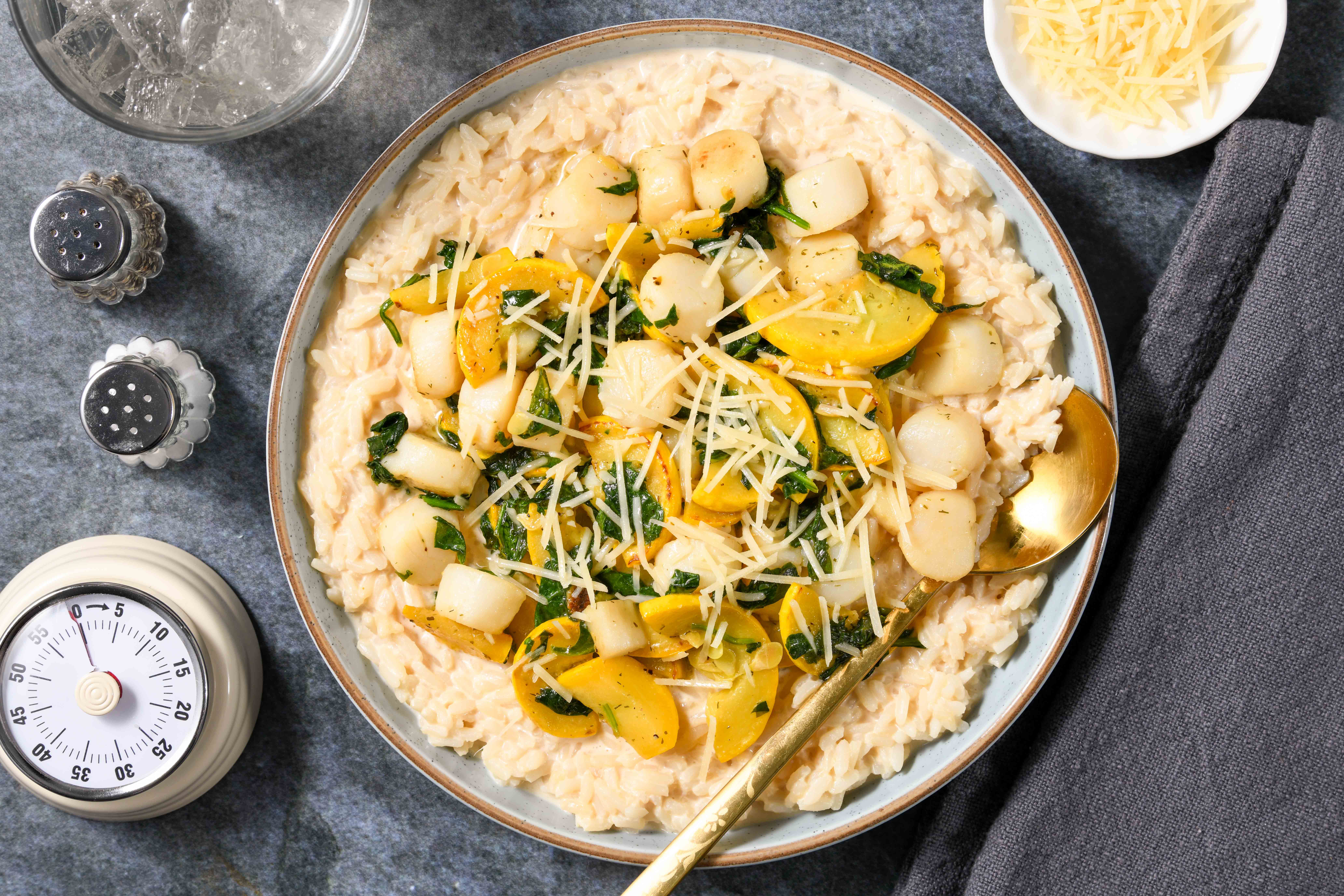 Scallop, Spinach, and Squash Risotto