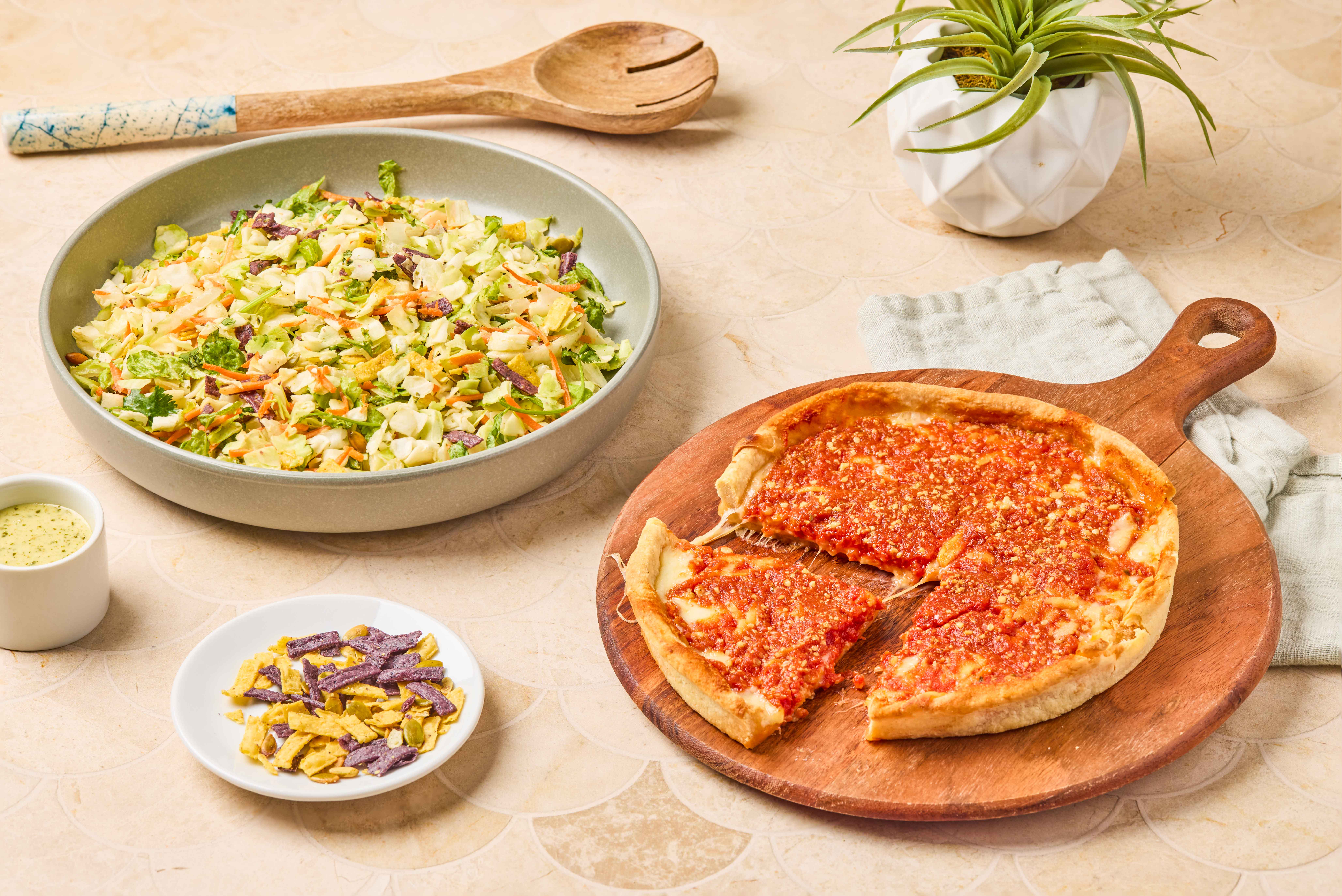 Southwest Chopped Salad & Chicago Style Deep Dish Cheese Pizza
