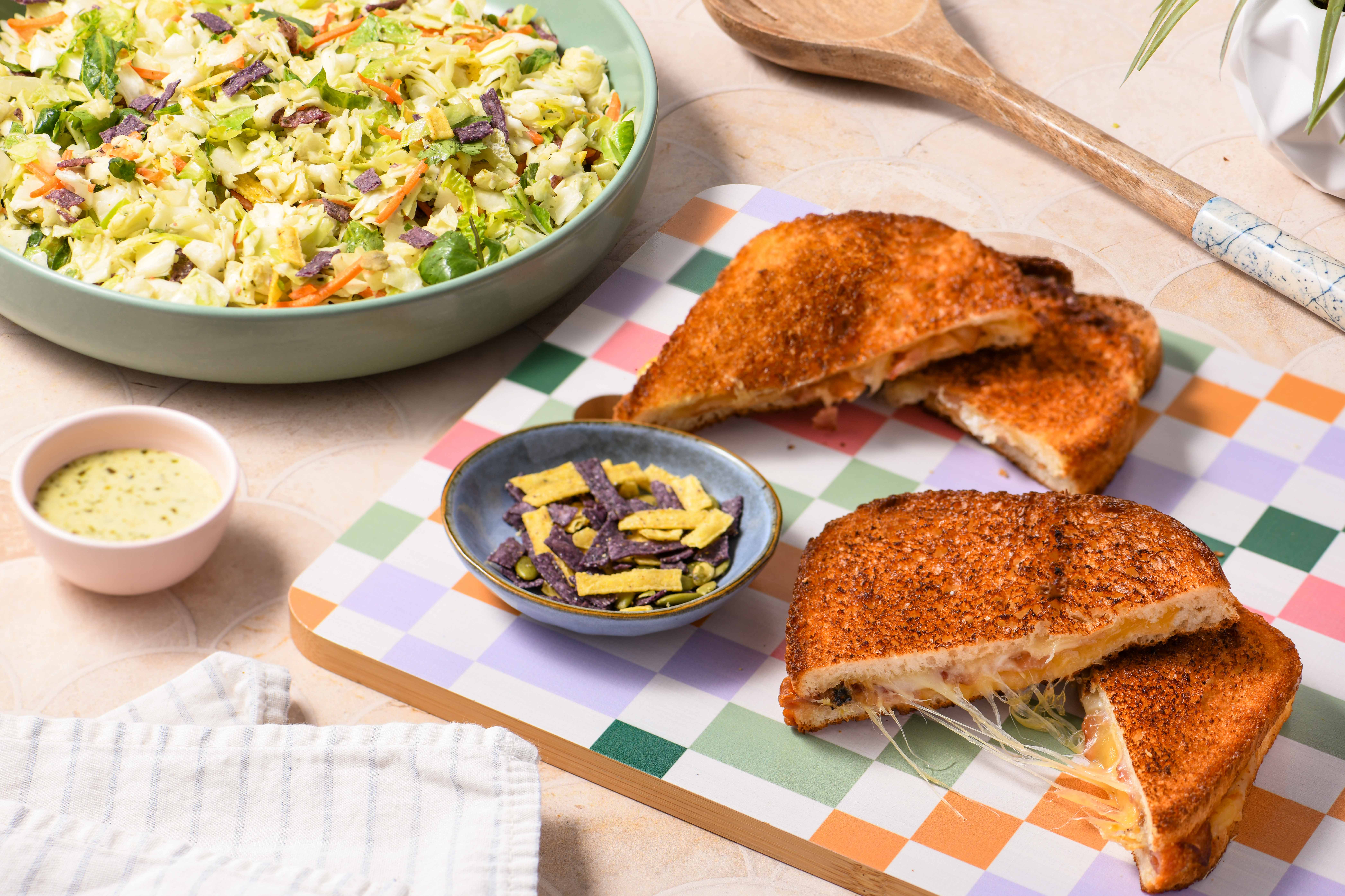 Southwest Chopped Salad and Bacon & Gouda Grilled Cheese